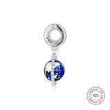 S925 Spinning Globe Dangle Beads Pendants for Charms 925 Bracelets DIY Jewelry