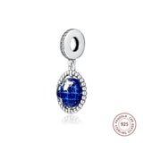 S925 Spinning Globe Dangle Beads Pendants for Charms 925 Bracelets DIY Jewelry