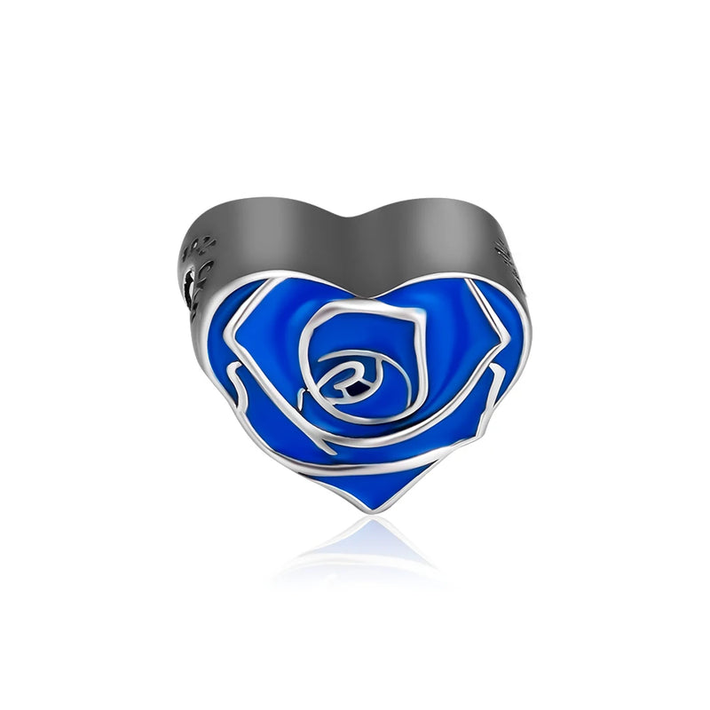 925 Sterling Silver Rose Heart Charms Beads for Jewelry Making