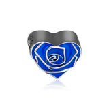 925 Sterling Silver Rose Heart Charms Beads for Jewelry Making