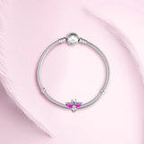 Dragonfly Charms 925 Silver Pink Enamel Beads Jewelry Making
