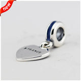 Heart Flag Red Enamel Charms 925 Silver Beads Jewelry