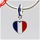 Heart Flag Red Enamel Charms 925 Silver Beads Jewelry