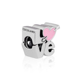 925 Sterling Silver Pink Love Charms Beads Fits Europe Bracelet