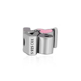 925 Sterling Silver Pink Love Charms Beads Fits Europe Bracelet