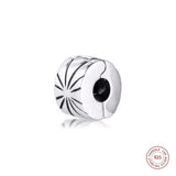 925 Silver Sunburst Clip Charm Bead for Bracelet Jewelry Making