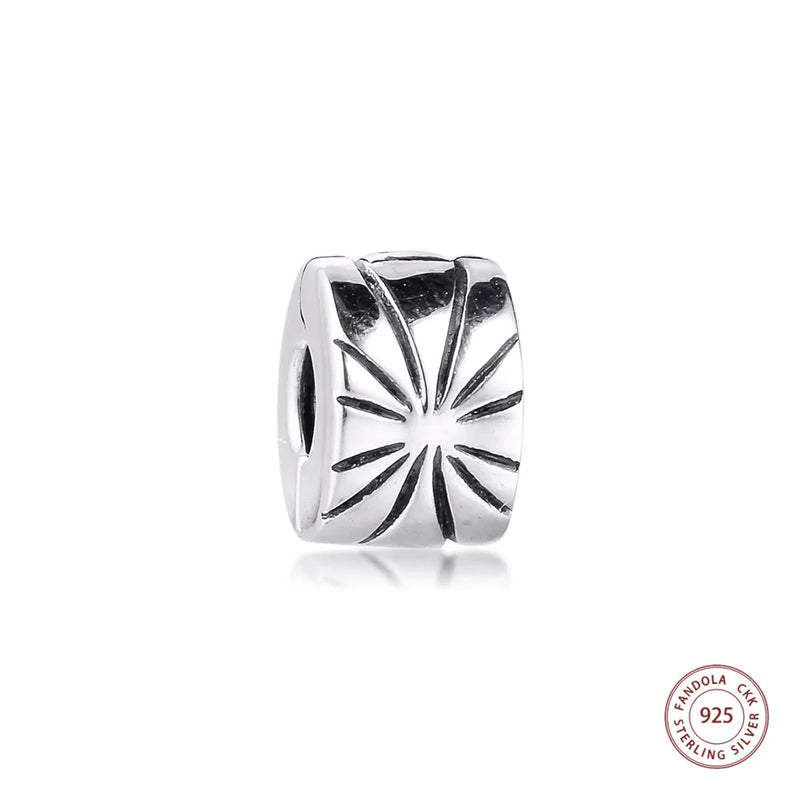 925 Silver Sunburst Clip Charm Bead for Bracelet Jewelry Making