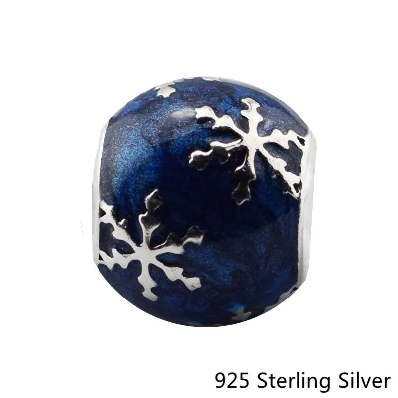 Midnight-Blue Enamel Charms 925 Silver Beads Jewelry Making