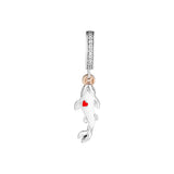 Carp Charm Bead 14K for Bracelet, Silver Jewelry Making Bead