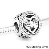 Sterling Silver Heart Bowknot Ties Charms for Bracelets