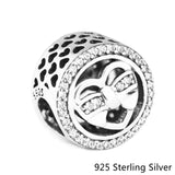 Sterling Silver Heart Bowknot Ties Charms for Bracelets