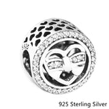 Sterling Silver Heart Bowknot Ties Charms for Bracelets