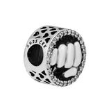 925 Sterling-Silver Hearts Beads Clear CZ DIY Bracelet Fits