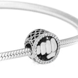 925 Sterling-Silver Hearts Beads Clear CZ DIY Bracelet Fits