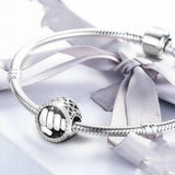 925 Sterling-Silver Hearts Beads Clear CZ DIY Bracelet Fits