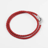 Red Braided Leather Chain Women Bracelet with Silver Clasp