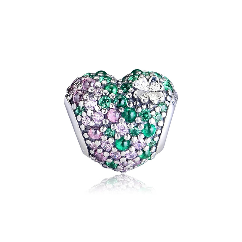 Lucky Clover Heart Charms 925 Fit Bracelets Sterling Silver Beads