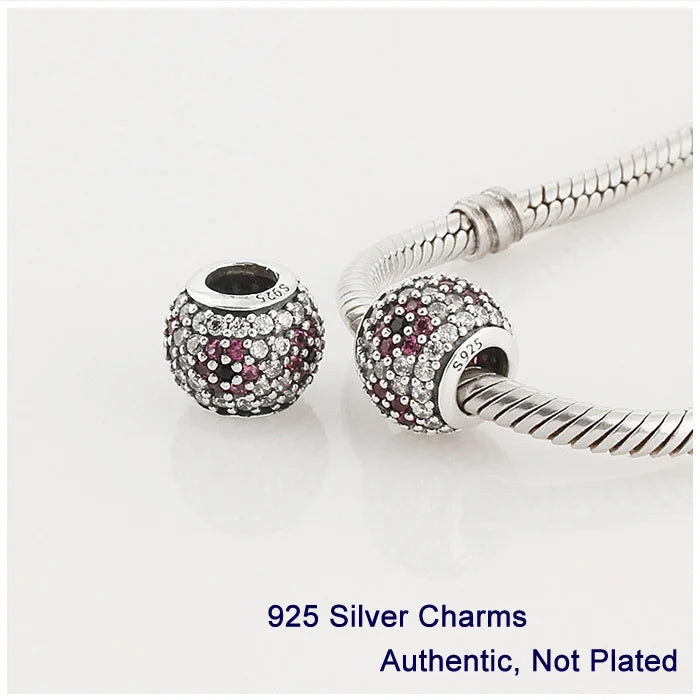 Multi-Color Crystal Ball Charm 925 Silver Beads Jewelry Making