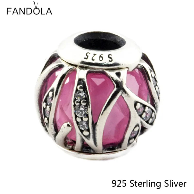 Pink Charms 925 Sterling Silver Beads Jewelry For Bracelets & Bangle