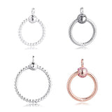 925 Sterling Silver Beaded Rose Pendant Necklace for Women