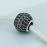 925 Sterling Silver Pave Lights Brown Charms Beads