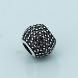 925 Sterling Silver Pave Lights Brown Charms Beads