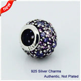 Purple & Pink Pave Lights 925 Sterling Silver Beads for Bracelets