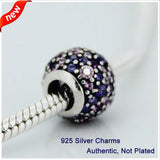 Purple & Pink Pave Lights 925 Sterling Silver Beads for Bracelets