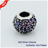 Purple & Pink Pave Lights 925 Sterling Silver Beads for Bracelets