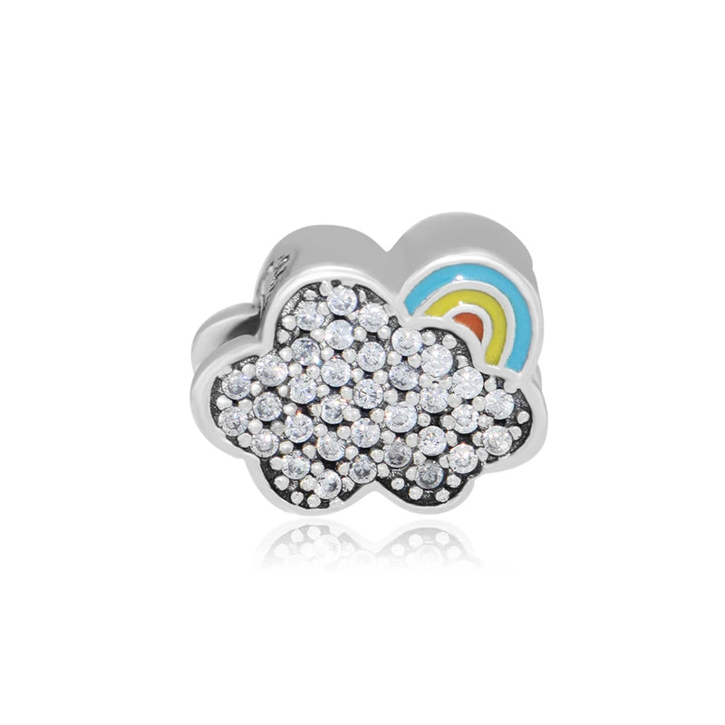 Rainbow Charm 925 Sterling Silver Weather Bead DIY Fits Europe Charms Bracelets