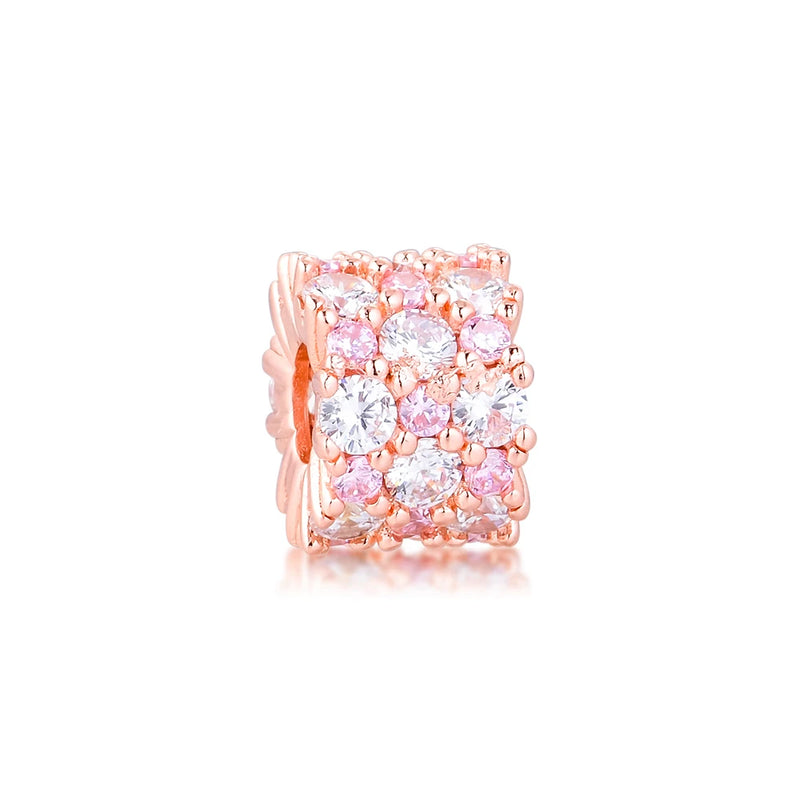 Rose Sparkling Charms 925 Fit Europe Bracelets Sterling Silver Charm Beads