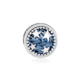 925 Sterling-Silver DIY Star Charm Aqua CZ for Bracelets