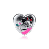 Silver 925 Minnie Flower Heart Charm for Bracelets Sterling Silver Beads