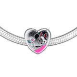 Silver 925 Minnie Flower Heart Charm for Bracelets Sterling Silver Beads