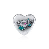 Silver 925 Minnie Flower Heart Charm for Bracelets Sterling Silver Beads