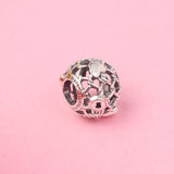 Silver 925 Openwork Chain Link Padlock Charm for Bracelets Sterling Beads