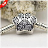 Silver 925 Paw Prints Charms Beads Bracelet DIY Sterling Jewelry