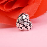 Silver 925 Heart Charm for Bracelets Sparkling Openwork Sterling Beads