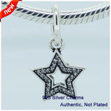 Sterling Silver 925 Stars Dangle Charms Beads for Bracelets DIY Jewelry