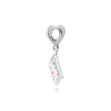 Vintage Cassette Dangle Charm Silver 925 Bracelet Bead