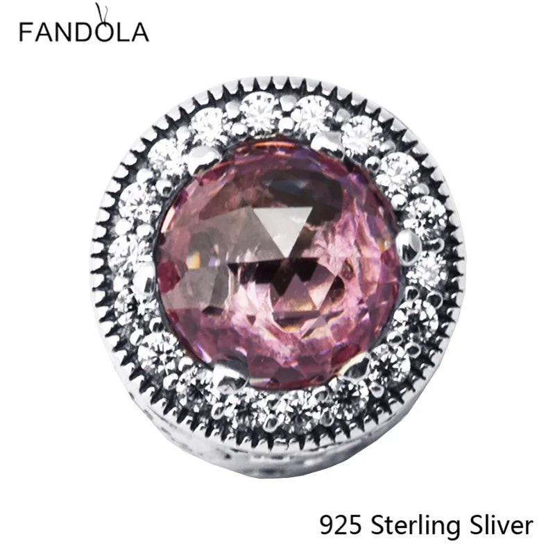 Pink Essence Beads Charms 925 Sterling Silver Jewelry For Women