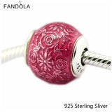 925 Silver Freedom Essence Bead Charm, Transparent Cerise Enamel, Fits Bracelets