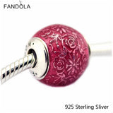 925 Silver Freedom Essence Bead Charm, Transparent Cerise Enamel, Fits Bracelets