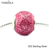 925 Silver Freedom Essence Bead Charm, Transparent Cerise Enamel, Fits Bracelets