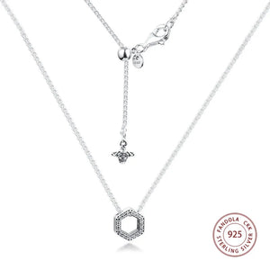 Hexagon Necklace Sterling Silver Pendant