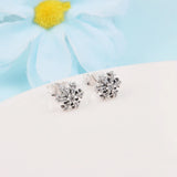 Sparkling Snowflake Stud Earrings 925 Sterling Silver Jewelry