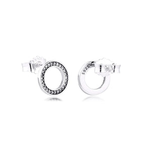 Circle Forever 925 Sterling Silver Stud Earrings for Women