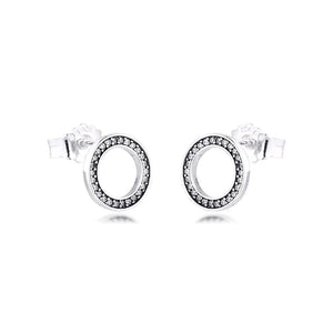 Circle Forever 925 Sterling Silver Stud Earrings for Women