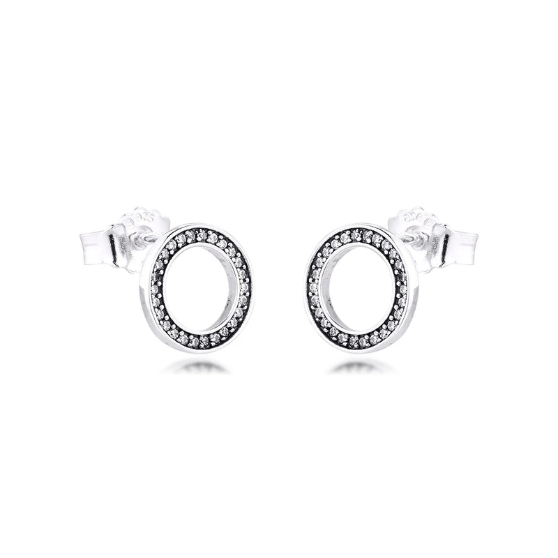 Circle Forever 925 Sterling Silver Stud Earrings for Women