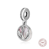 925 Silver Tulip Charm Women's Dangle Beads for DIY Jewelry